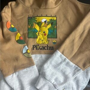 Target Tan and Gray Sweatshirt with Pikachu Graphic